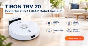 TIRON TRV 20 The Powerful 2-in-1 LiDAR Robotic Vacuum Cleaner with 5000 Pa Suction